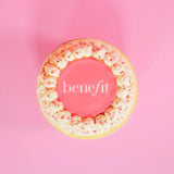 2 Tier Corporate Drip Cake with logo featuring pink Swiss Meringue icing and edible logo plaque by Crumbs & Doilies.
